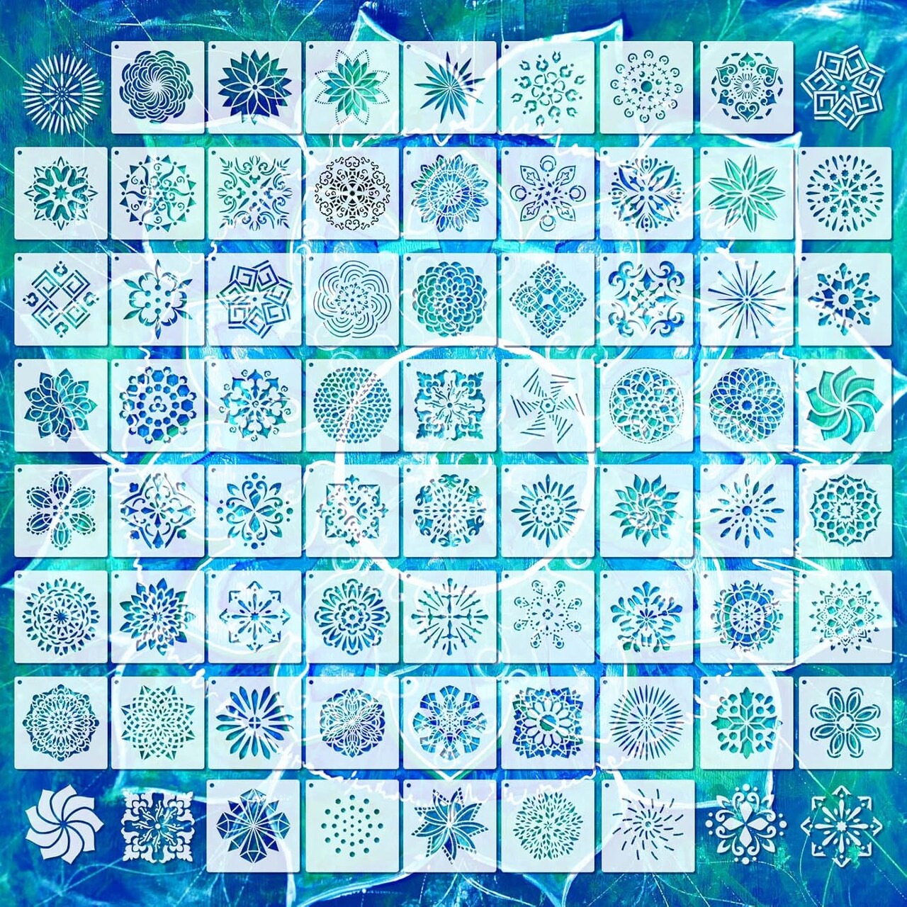 66-Piece Spring Mandala Stencil Set (3 Inch) – Reusable Small Templates for Painting on Wood, Canvas, Fabric, Wall, Rock & DIY Crafts